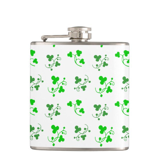 Green Shamrock Pattern Flask (Front)