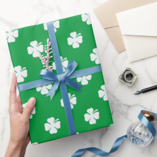 Green Shamrock Pattern St Patrick's Day Clover Wra Wrapping Paper
