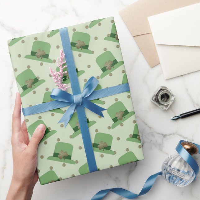 Green Shamrock Pattern St Patrick's Day Clover Wra Wrapping Paper (Gifting)