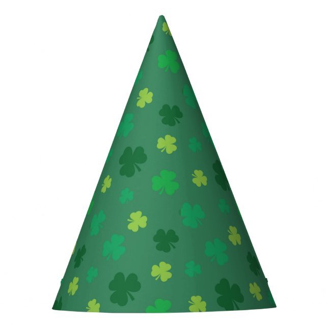 Green Shamrock Pattern St Patricks Day Party Hat (Front)