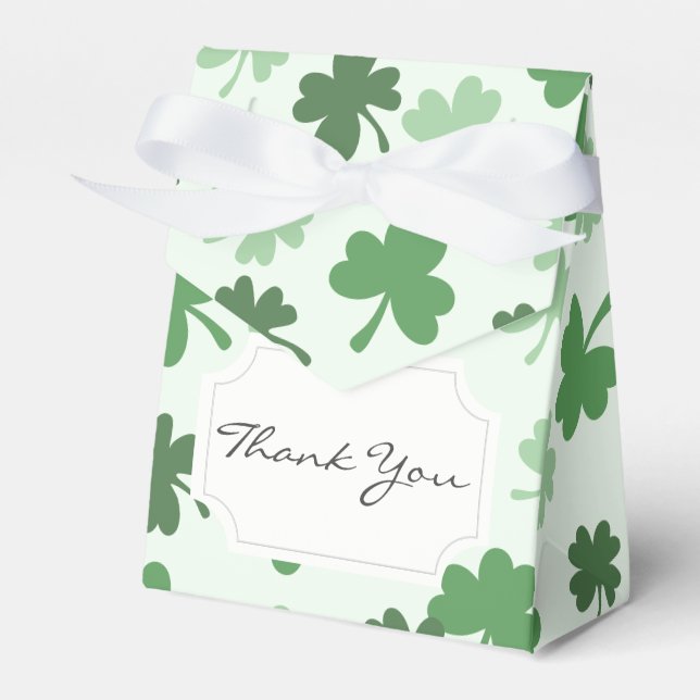 Green Shamrock patterns  St. Patrick's Day Favour Box (Front Side)
