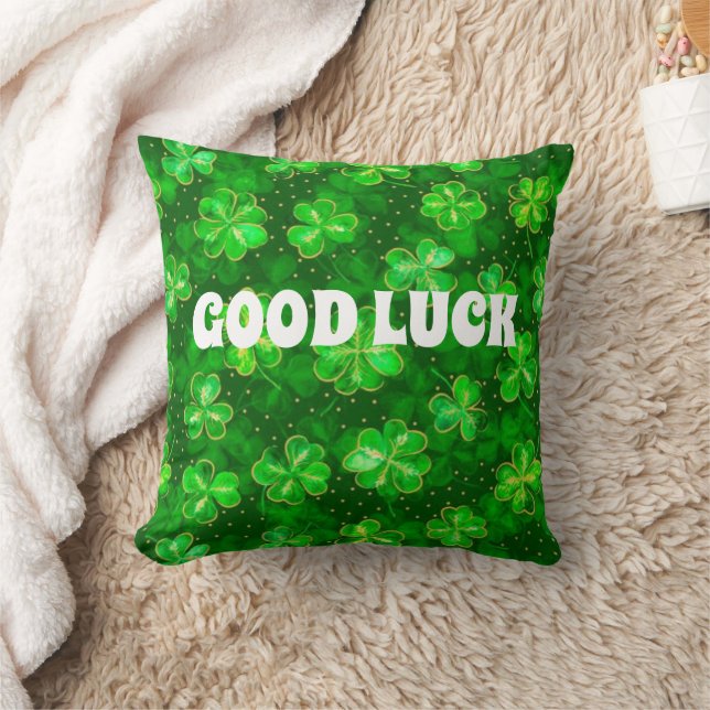 “Green Shamrock Pillow – Good Luck Decor” (Blanket)