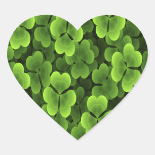 Green Shamrock Plant Pattern Heart Sticker