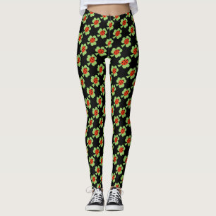 Green Shamrock Polka dot Ladybug St. Patrick's Day Leggings