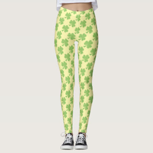 Green Shamrock Polka dots St. Patrick's Day yellow Leggings
