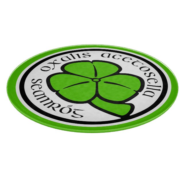 Green Shamrock Saint Patrick's Day Floral Art Cutting Board (Corner)