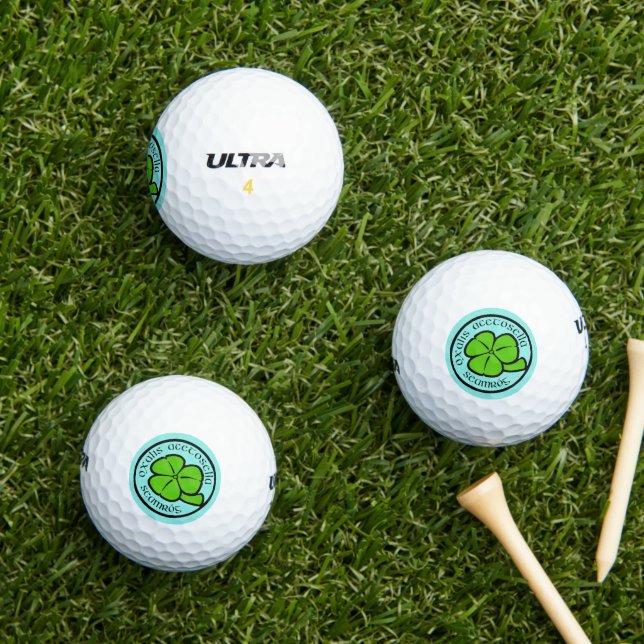 Green Shamrock Saint Patrick's Day Floral Art Golf Balls (Insitu Grass)