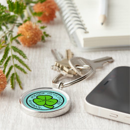 Green Shamrock Saint Patrick's Day Floral Art Key Ring