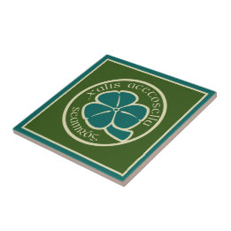 Green Shamrock Saint Patrick's Day Floral Art Tile