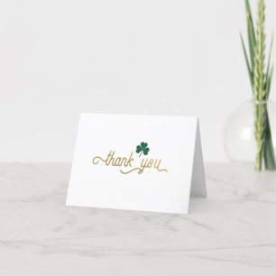 Green Shamrock Simple Elegant Folded Thank You