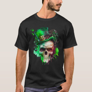 Green Shamrock Skull Irish Ireland St Patricks Day T-Shirt