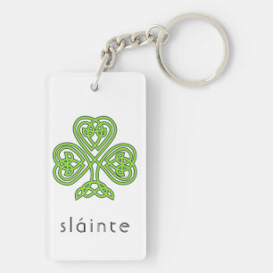 Green Shamrock Slainte St. Patrick's Day Celtic  Key Ring
