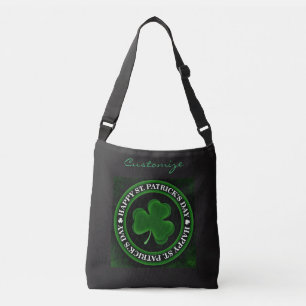 green Shamrock St Patrick's Day black Crossbody Bag