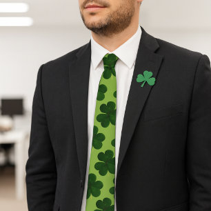 Green Shamrock St Patrick's' Day Holiday Tie
