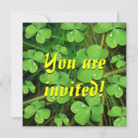 Green Shamrock St Patrick's Day Invitation