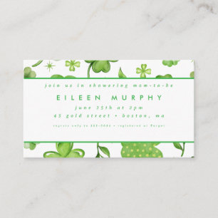 Green Shamrock St. Patrick's Day Irish Baby Shower Enclosure Card