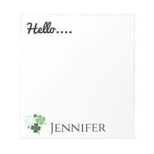 Green Shamrock, St. Patrick's Day Personalised Notepad