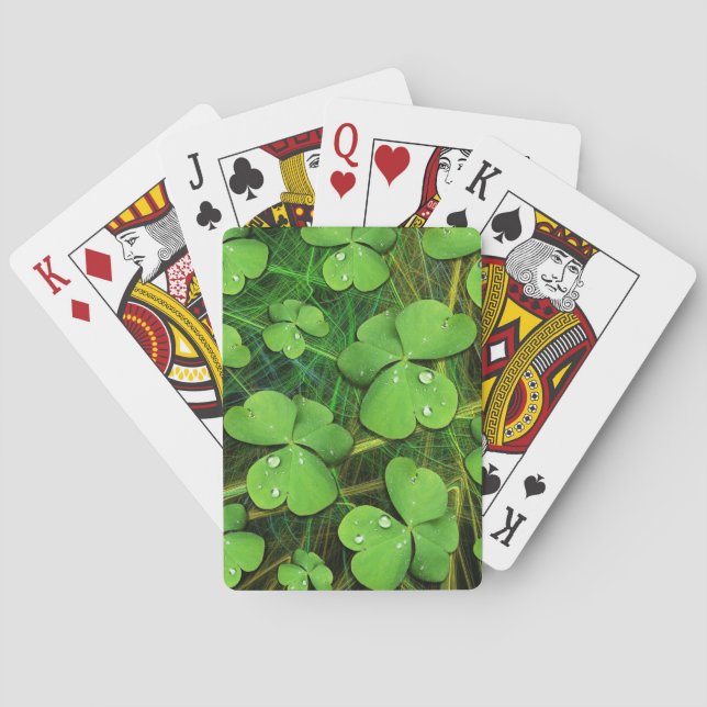 Green Shamrock St Patrick's Day Playing Cards (Back)