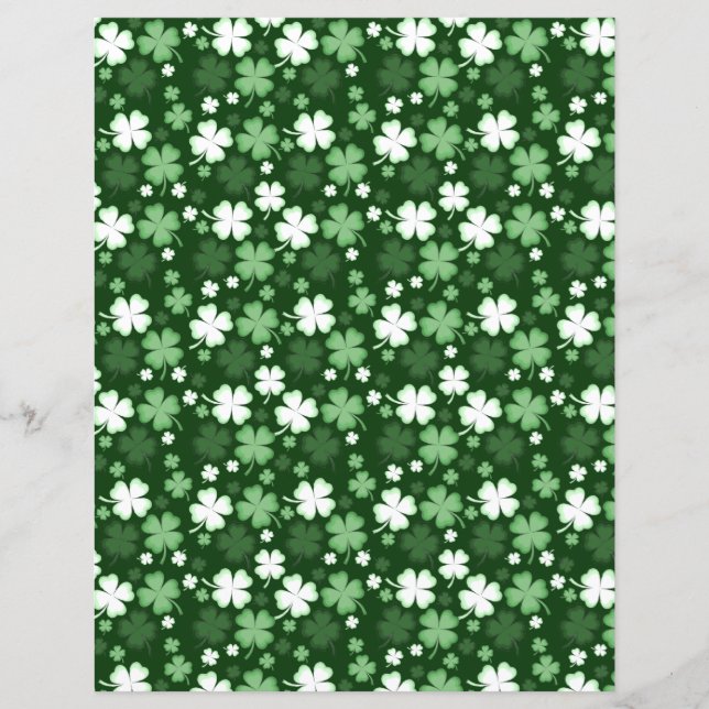 Green Shamrock, St. Patrick's Day Scrapbook Paper (Front)
