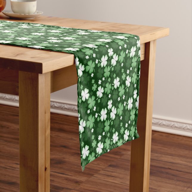 Green Shamrock, St. Patrick's Day Short Table Runner (In Situ)