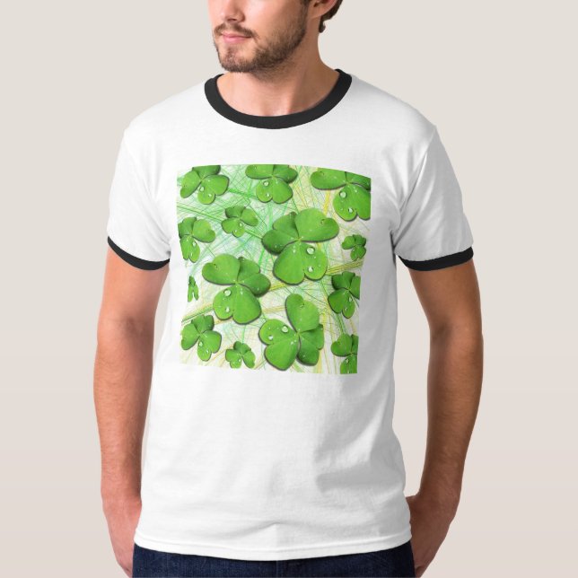 Green Shamrock St Patrick's Day T-Shirt (Front)
