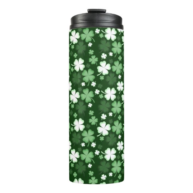 Green Shamrock, St. Patrick's Day Thermal Tumbler (Front)