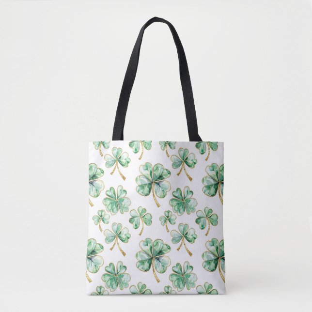 Green Shamrock St. Patrick's Day Tote Bag (Front)
