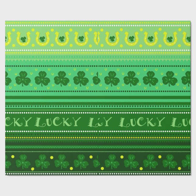 Green Shamrock | St. Patricks Day Wrapping Paper (Seam)