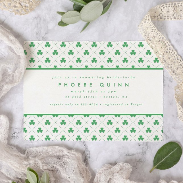Green Shamrock St. Patrick's Irish Bridal Shower Invitation (Creator Uploaded)