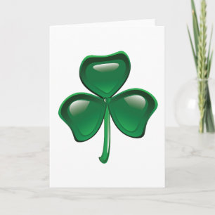 Green Shamrock Three-Leaf Clover Card
