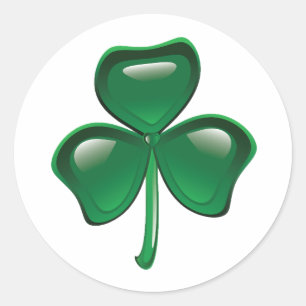 Green Shamrock Three-Leaf Clover Classic Round Sticker