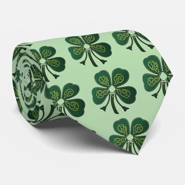 Green Shamrock Tie (Rolled)