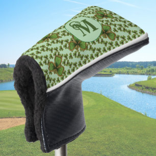 Green Shamrock Vintage Style Clovers Irish Golf Head Cover