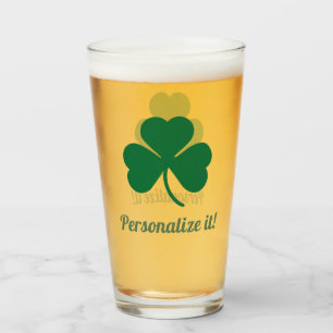 Green Shamrock With Your Name Glass