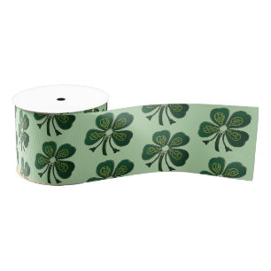 Green Shamrocks 2025 Grosgrain Ribbon