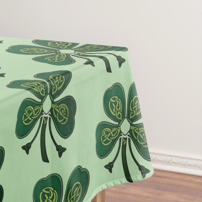 Green Shamrocks 2025 Tablecloth (In Situ)
