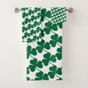Green Shamrocks Bath Towel Set