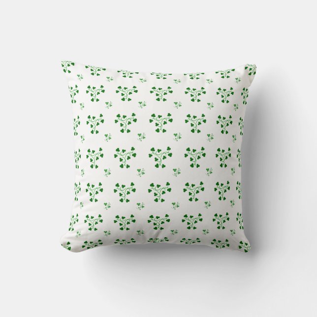 Green Shamrocks Circles Pattern Cushion (Front)
