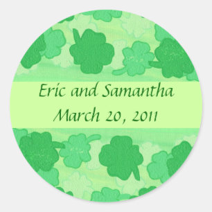 Green Shamrocks Collage, Save the date stickers