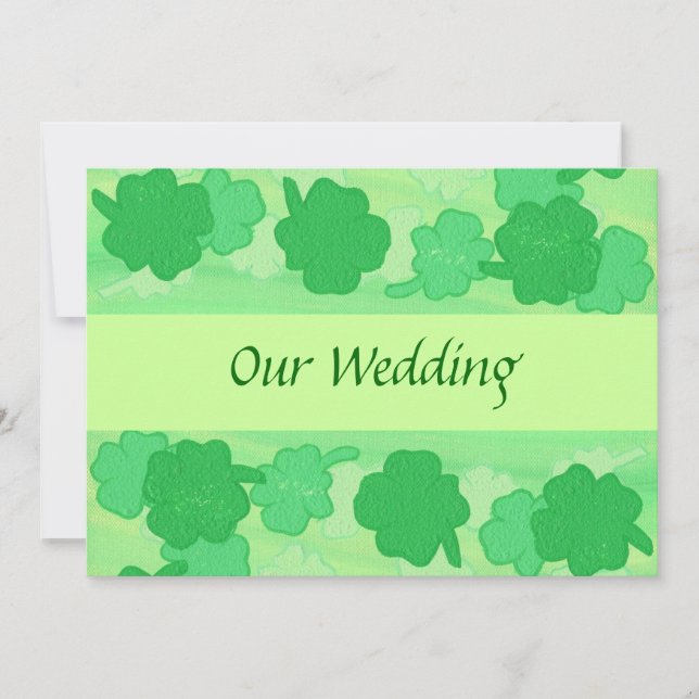 Green Shamrocks Collage,  Wedding Invitations (Front)