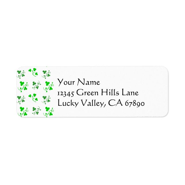 Green Shamrocks Custom Address Label Template (Front)