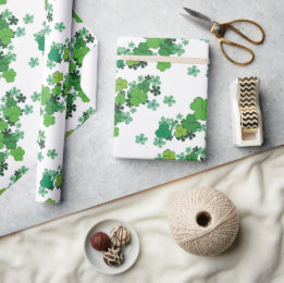 Green Shamrocks & Daisies St Patrick's Day Wrapping Paper