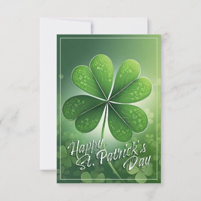 Green Shamrocks Happy St. Patrick's Day (8) c (Front)
