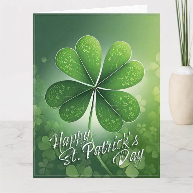 Green Shamrocks Happy St. Patrick's Day (8) c Card (Front)
