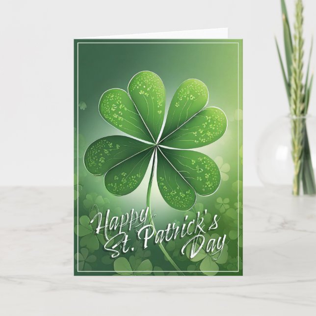 Green Shamrocks Happy St. Patrick's Day (8) c Card (Front)