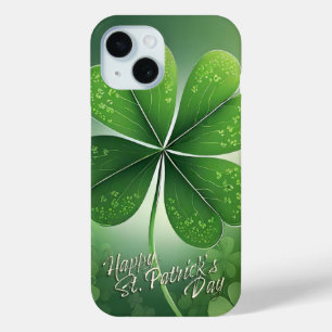 Green Shamrocks Happy St. Patrick's Day iPhone 15 Case
