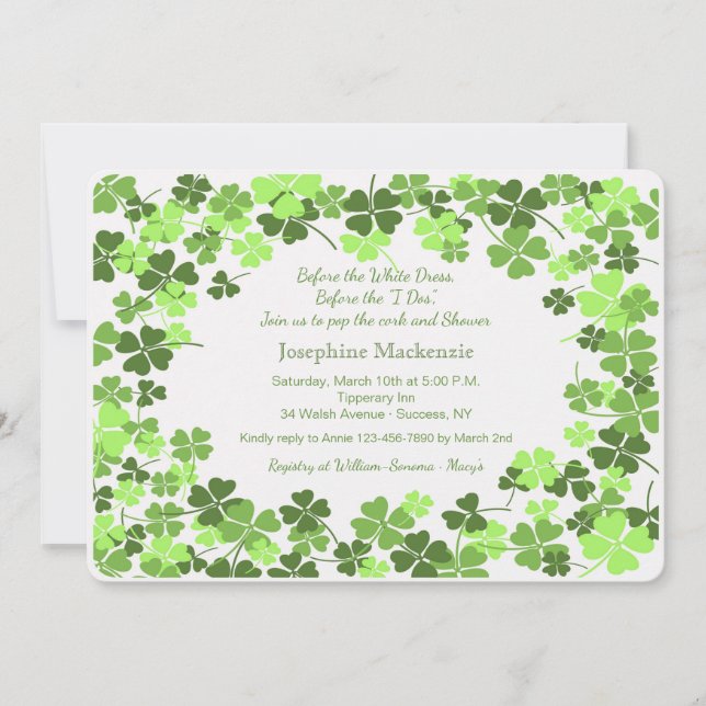 Green Shamrocks Invitation (Front)