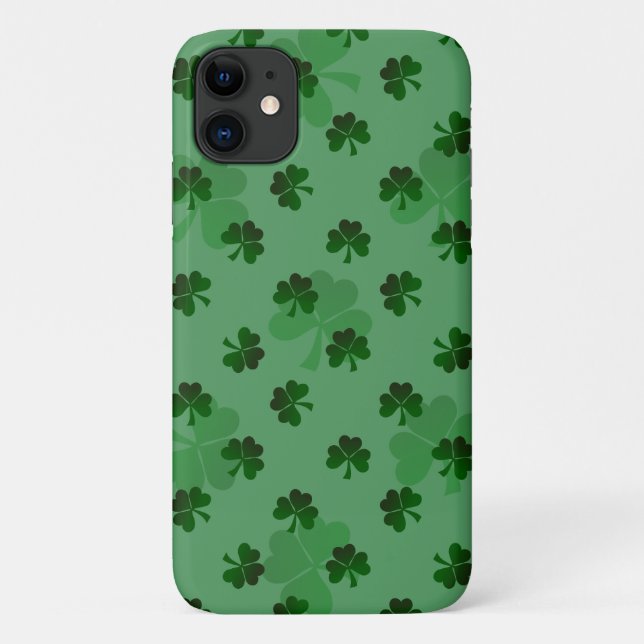 Green Shamrocks on Green Background Case-Mate iPhone Case (Back)