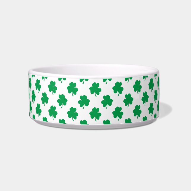 Green Shamrocks on White St.Patrick’s Day Clover Bowl (Left)