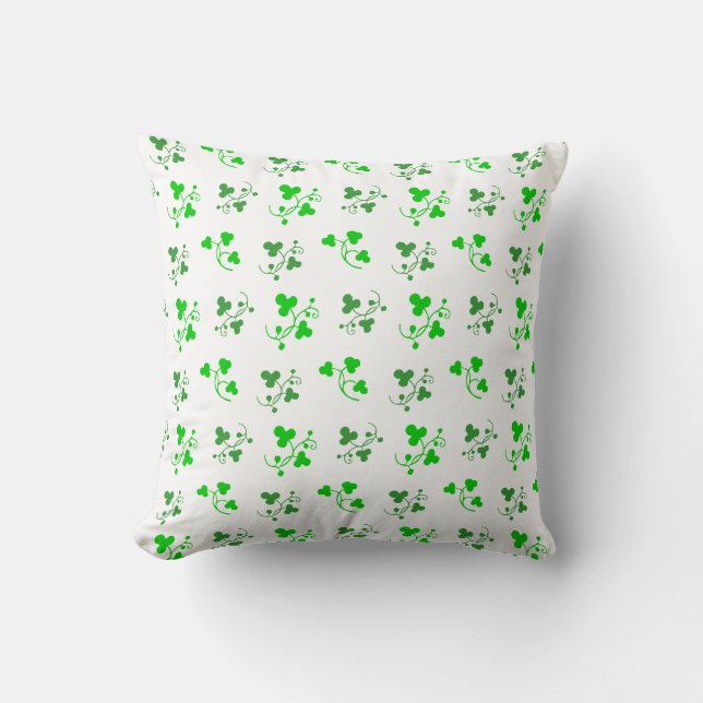 Green Shamrocks Pattern Cushion (Front)